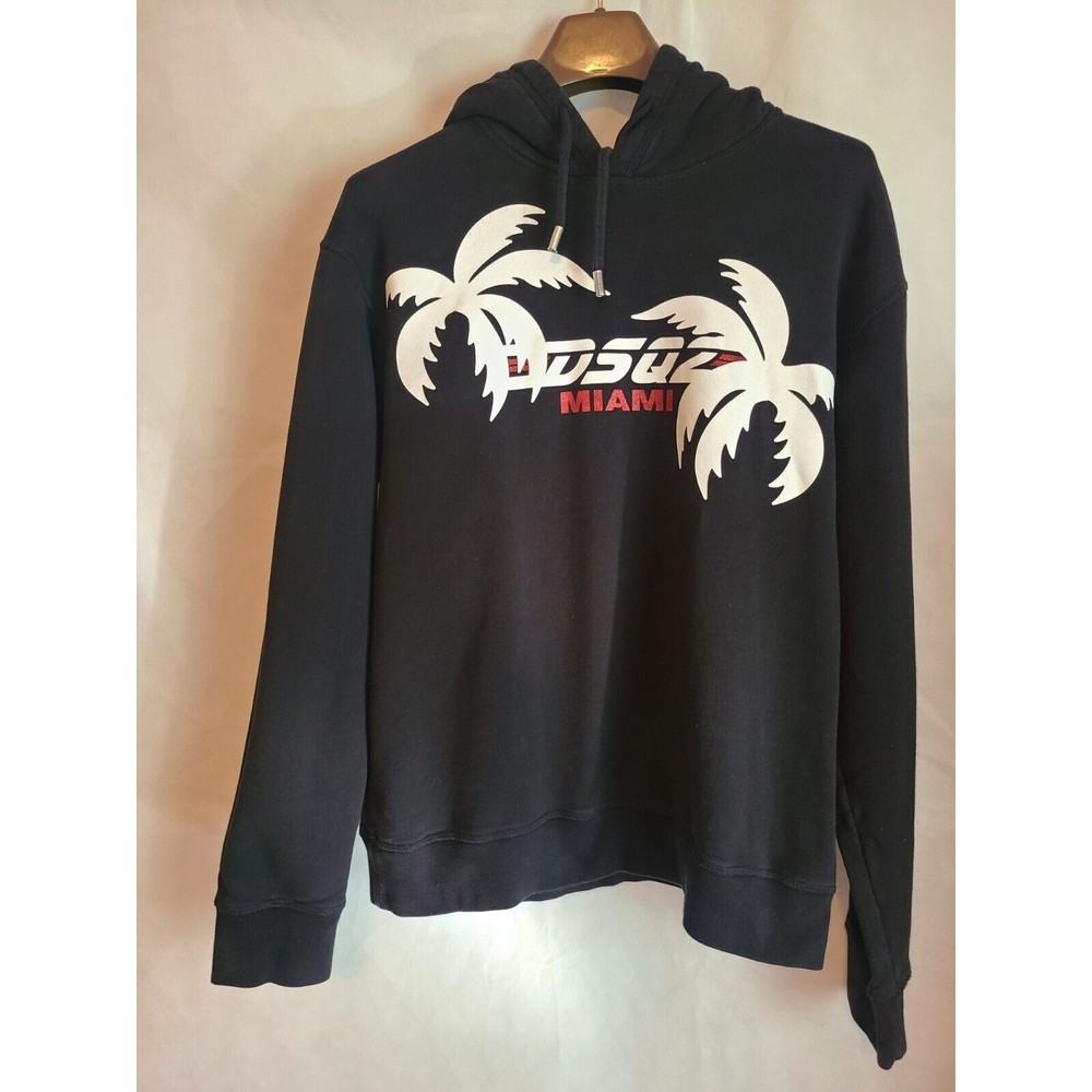 Dsquared2 Adult (XL) Black Cool Fit Miami Graphic Logo Pullover Hoodie